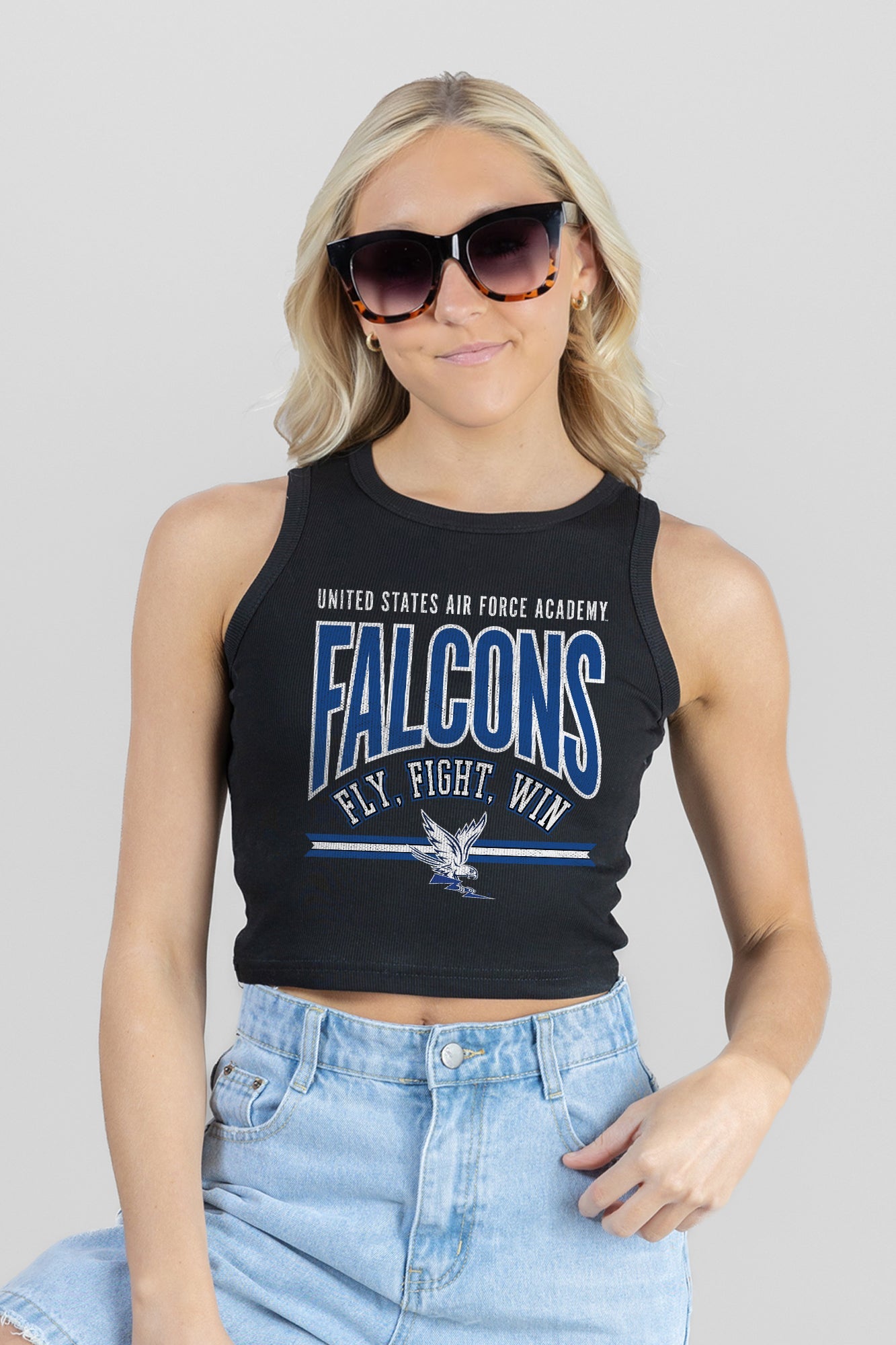 AIR FORCE FALCONS MIC DROP ESSENTIAL RIBBED CROP TANK