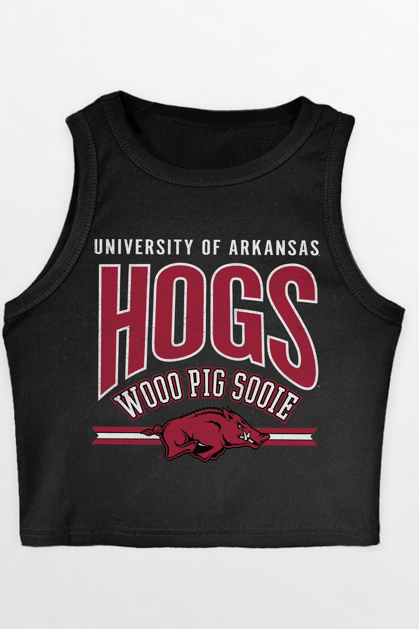 ARKANSAS RAZORBACKS MIC DROP ESSENTIAL RIBBED CROP TANK