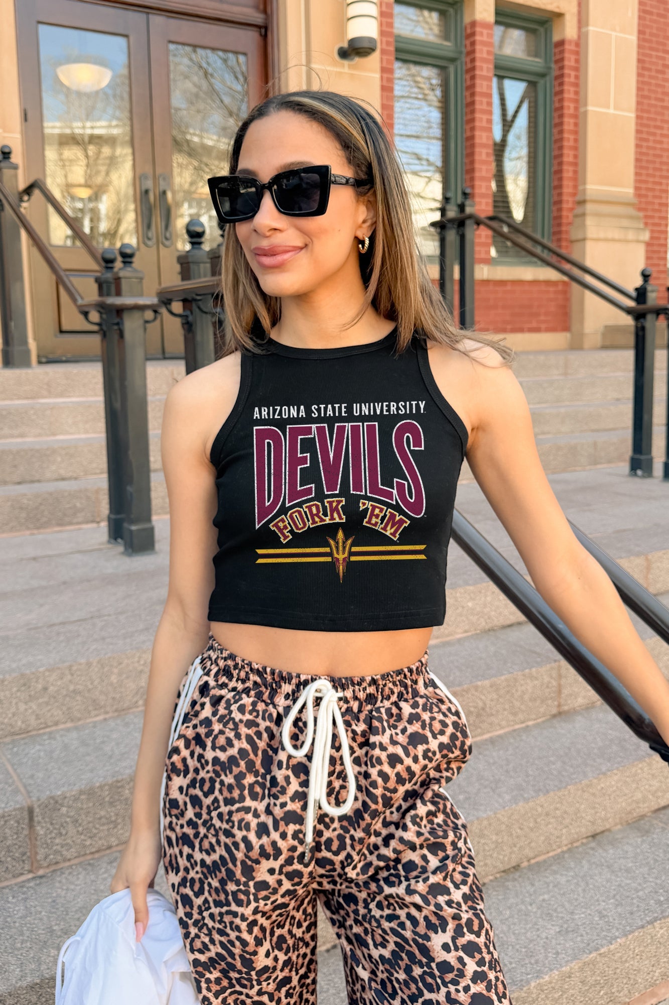 ARIZONA STATE SUN DEVILS MIC DROP ESSENTIAL RIBBED CROP TANK