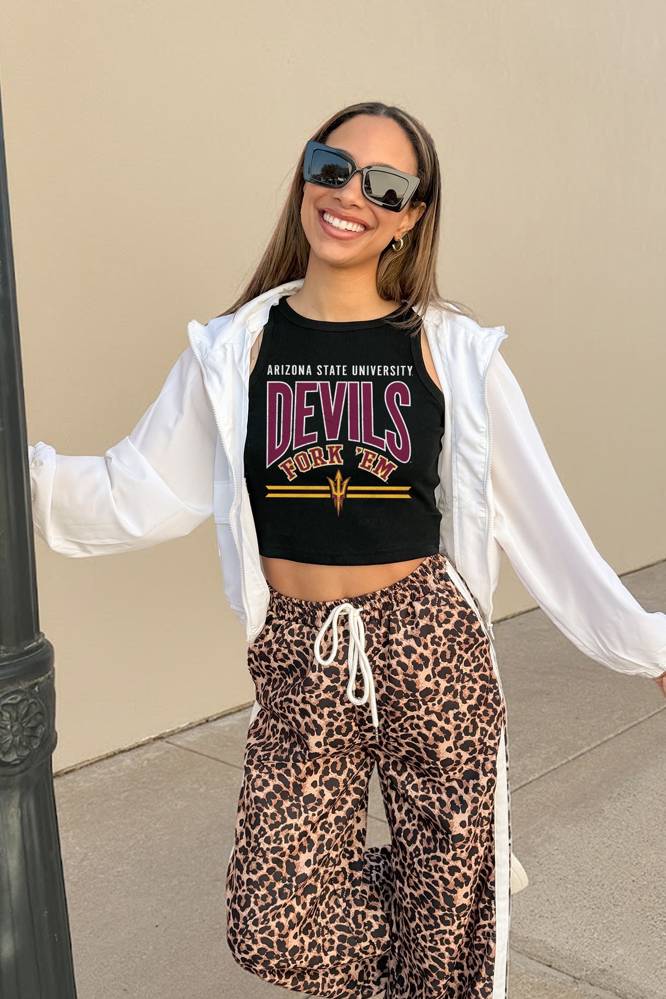 ARIZONA STATE SUN DEVILS MIC DROP ESSENTIAL RIBBED CROP TANK