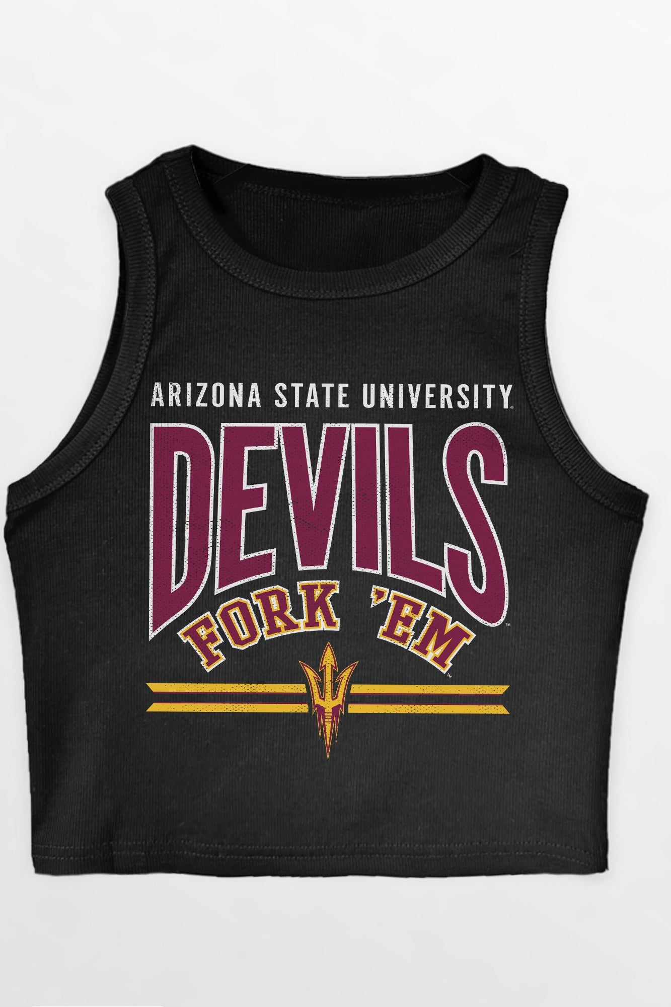 ARIZONA STATE SUN DEVILS MIC DROP ESSENTIAL RIBBED CROP TANK