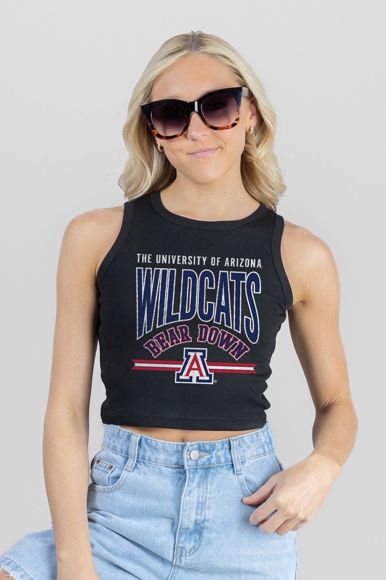 ARIZONA WILDCATS MIC DROP ESSENTIAL RIBBED CROP TANK