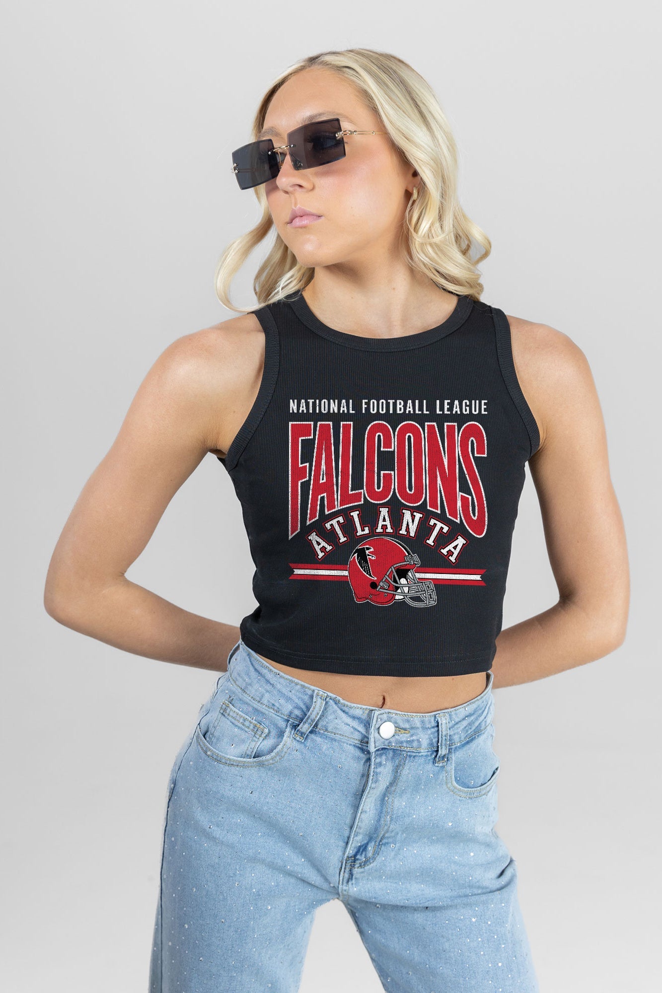 ATLANTA FALCONS MIC DROP ESSENTIAL RIBBED CROP TANK