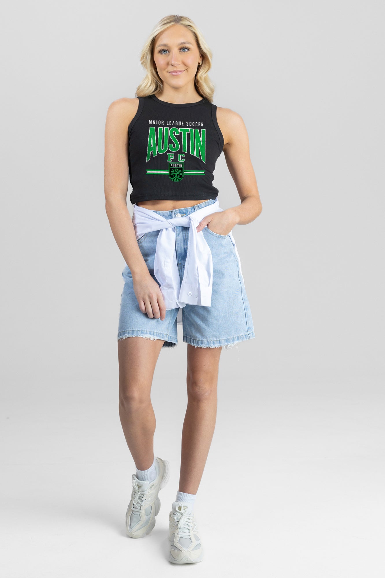 AUSTIN FC MIC DROP ESSENTIAL RIBBED CROP TANK