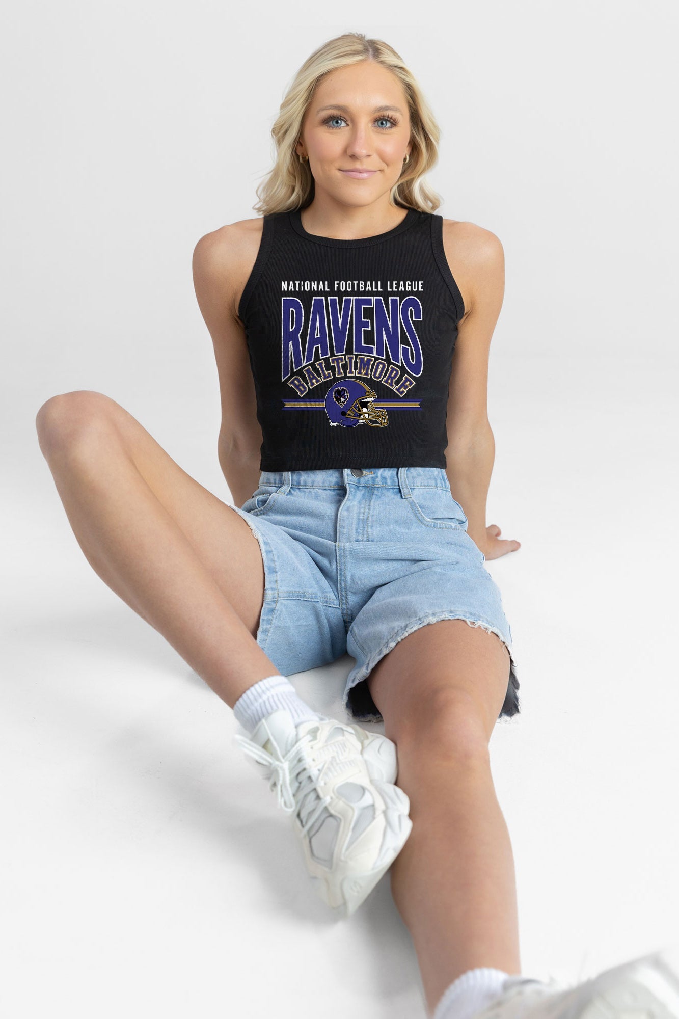 BALTIMORE RAVENS MIC DROP ESSENTIAL RIBBED CROP TANK