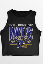 BALTIMORE RAVENS MIC DROP ESSENTIAL RIBBED CROP TANK