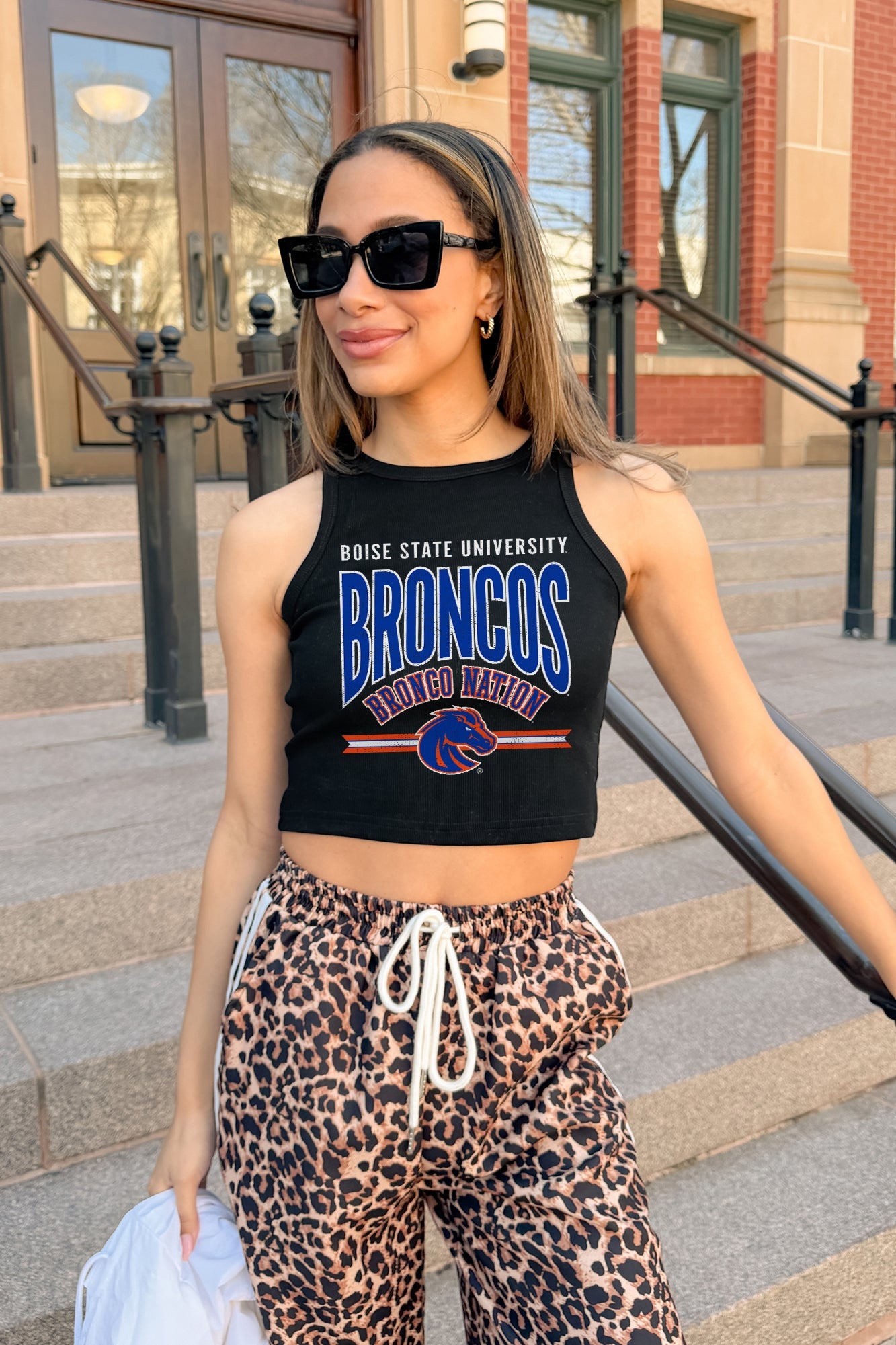 BOISE STATE BRONCOS MIC DROP ESSENTIAL RIBBED CROP TANK