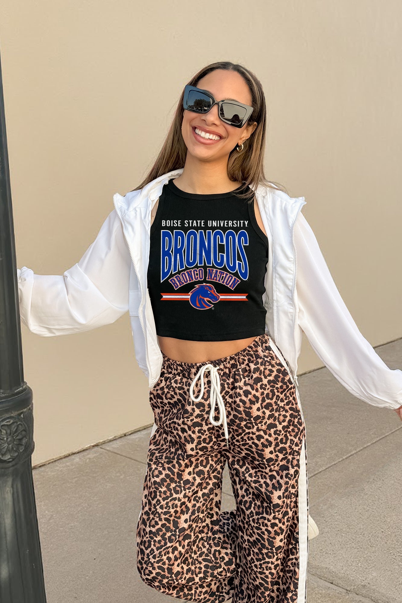 BOISE STATE BRONCOS MIC DROP ESSENTIAL RIBBED CROP TANK