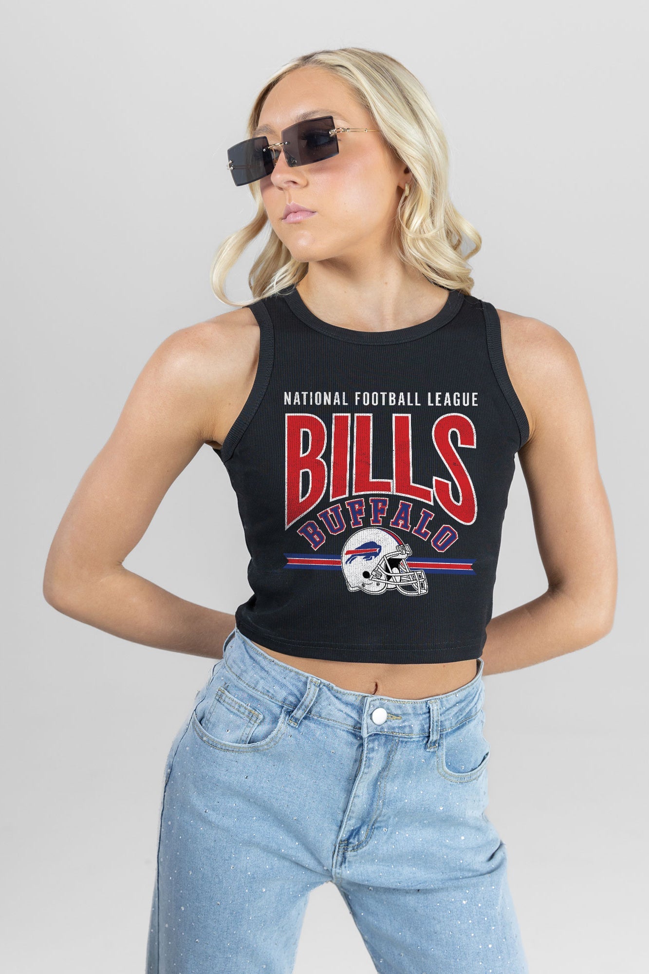 BUFFALO BILLS MIC DROP ESSENTIAL RIBBED CROP TANK