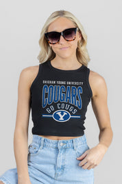 BYU COUGARS MIC DROP ESSENTIAL RIBBED CROP TANK