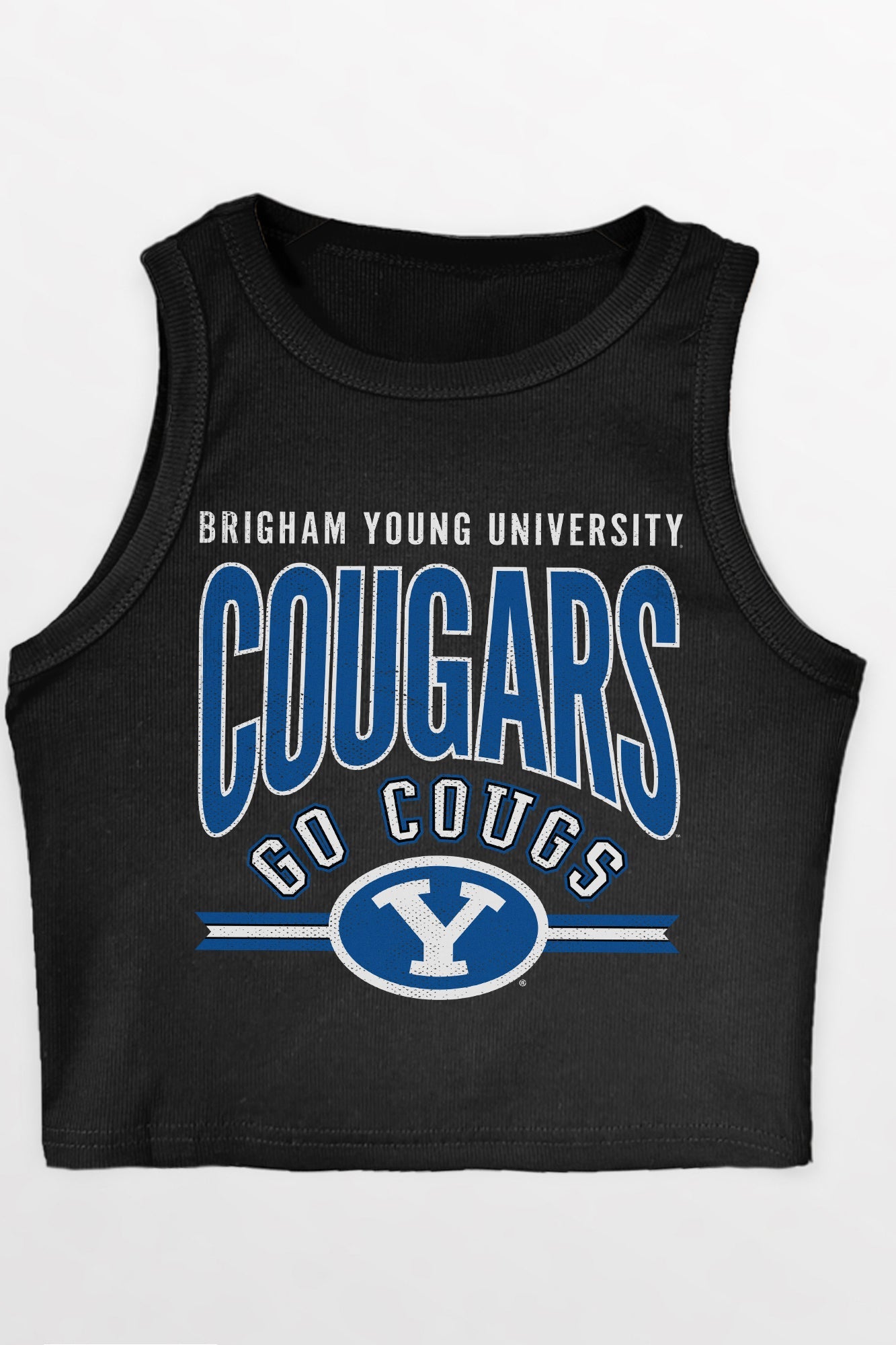 BYU COUGARS MIC DROP ESSENTIAL RIBBED CROP TANK