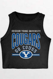 BYU COUGARS MIC DROP ESSENTIAL RIBBED CROP TANK