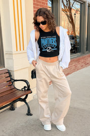 CAROLINA PANTHERS MIC DROP ESSENTIAL RIBBED CROP TANK