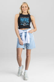CAROLINA PANTHERS MIC DROP ESSENTIAL RIBBED CROP TANK