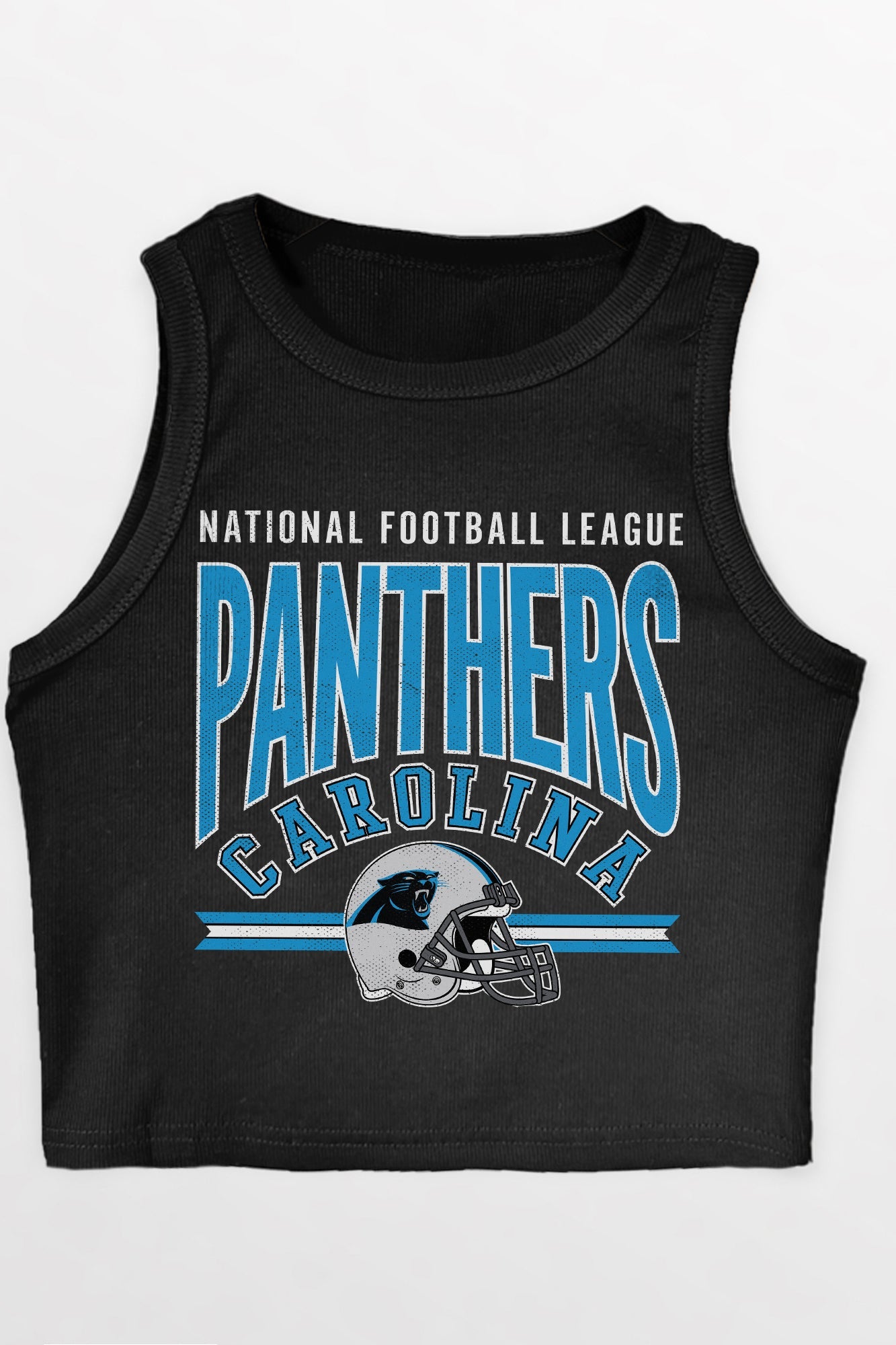CAROLINA PANTHERS MIC DROP ESSENTIAL RIBBED CROP TANK