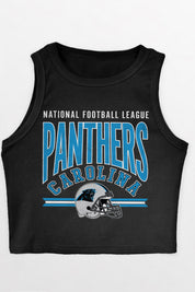 CAROLINA PANTHERS MIC DROP ESSENTIAL RIBBED CROP TANK