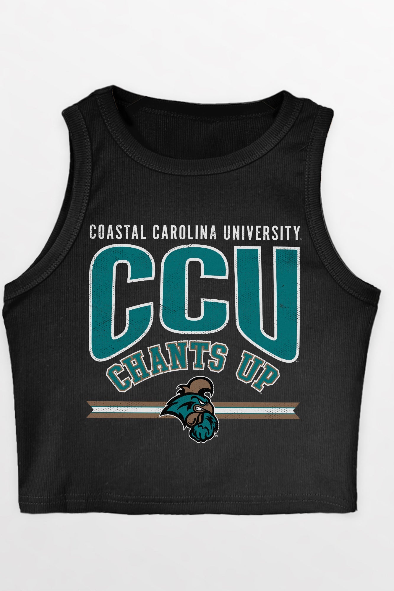 COASTAL CAROLINA CHANTICLEERS MIC DROP ESSENTIAL RIBBED CROP TANK