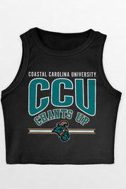 COASTAL CAROLINA CHANTICLEERS MIC DROP ESSENTIAL RIBBED CROP TANK