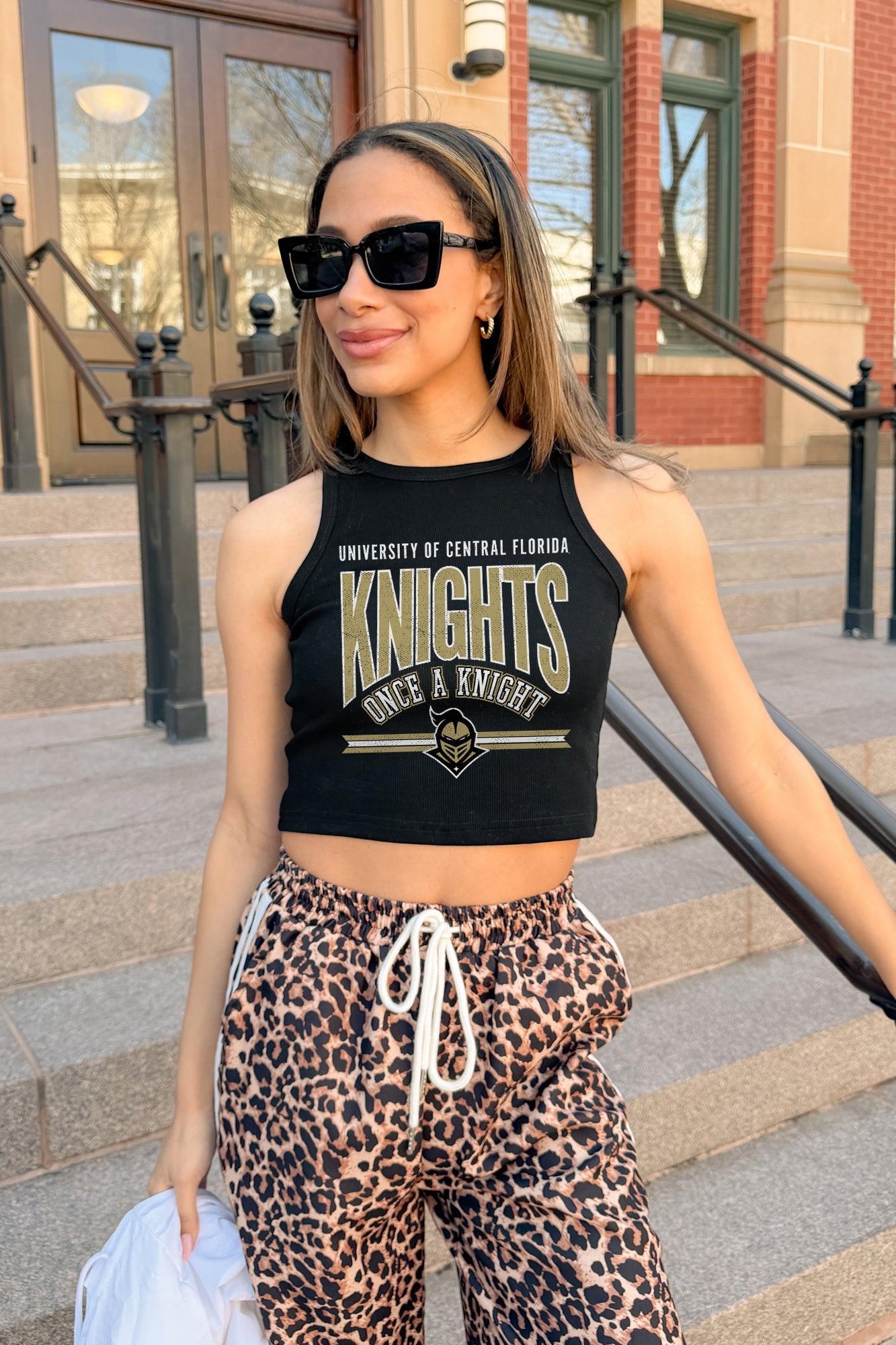 CENTRAL FLORIDA KNIGHTS MIC DROP ESSENTIAL RIBBED CROP TANK