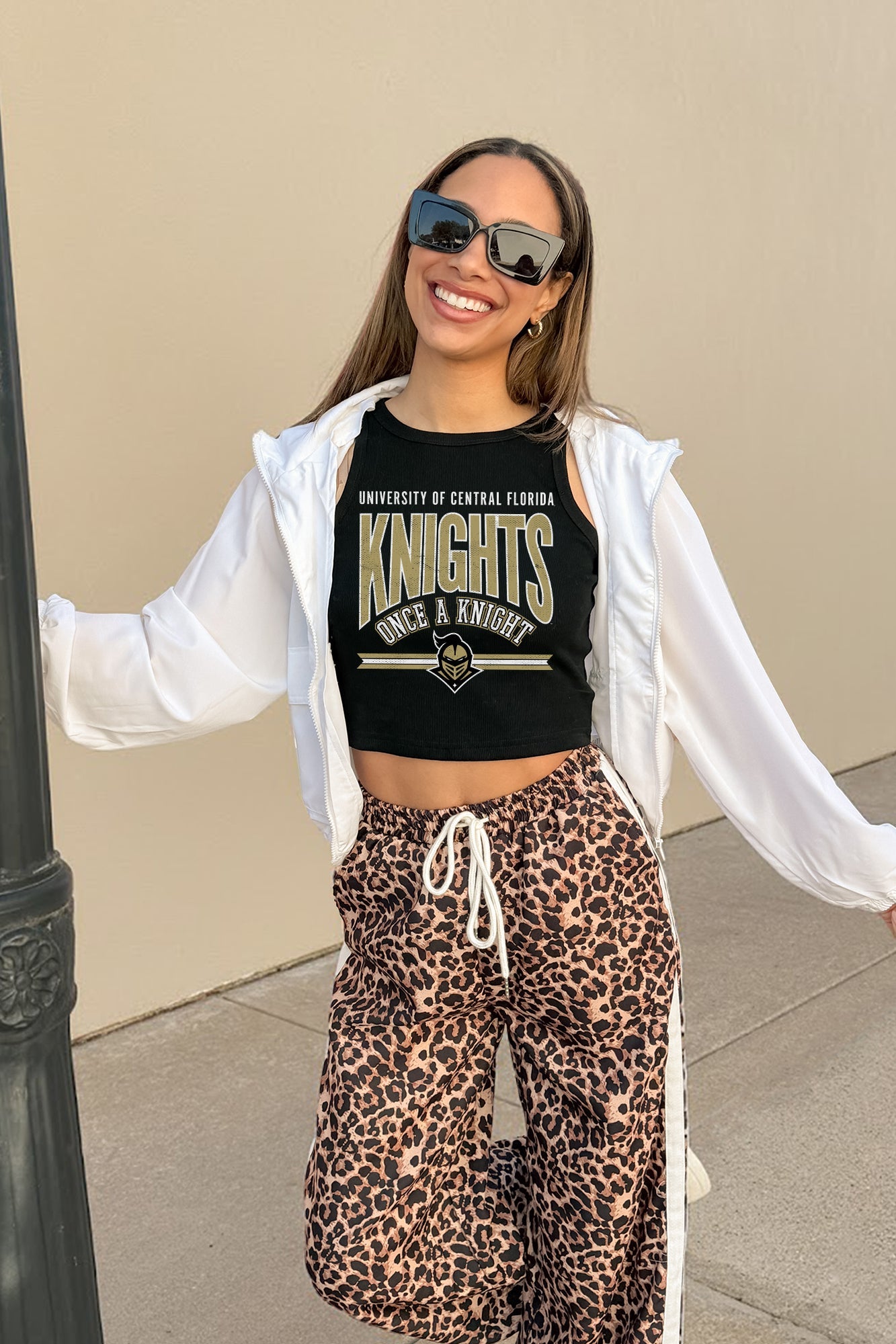 CENTRAL FLORIDA KNIGHTS MIC DROP ESSENTIAL RIBBED CROP TANK