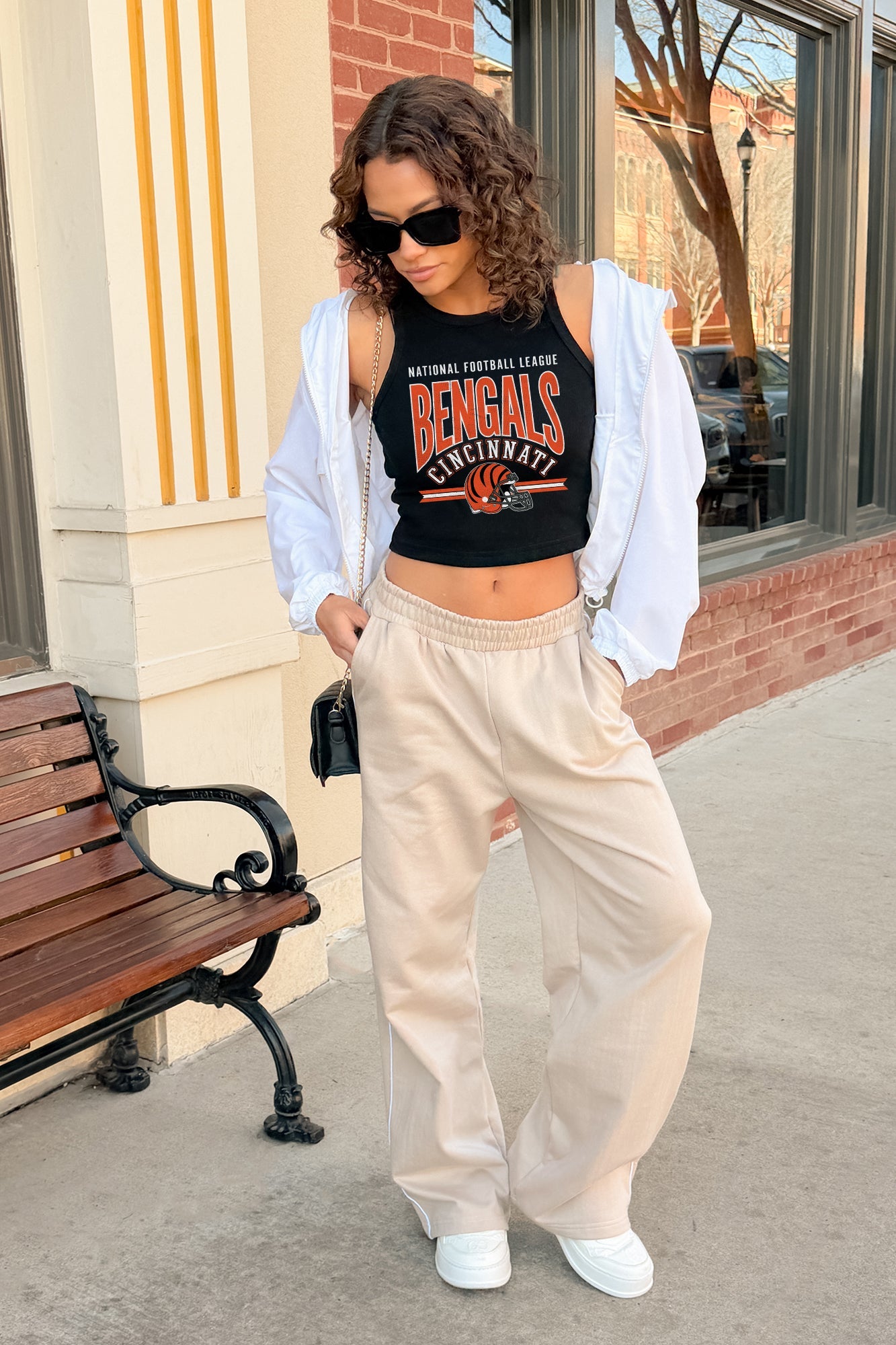 CINCINNATI BENGALS MIC DROP ESSENTIAL RIBBED CROP TANK