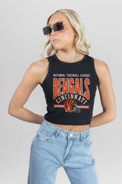 CINCINNATI BENGALS MIC DROP ESSENTIAL RIBBED CROP TANK