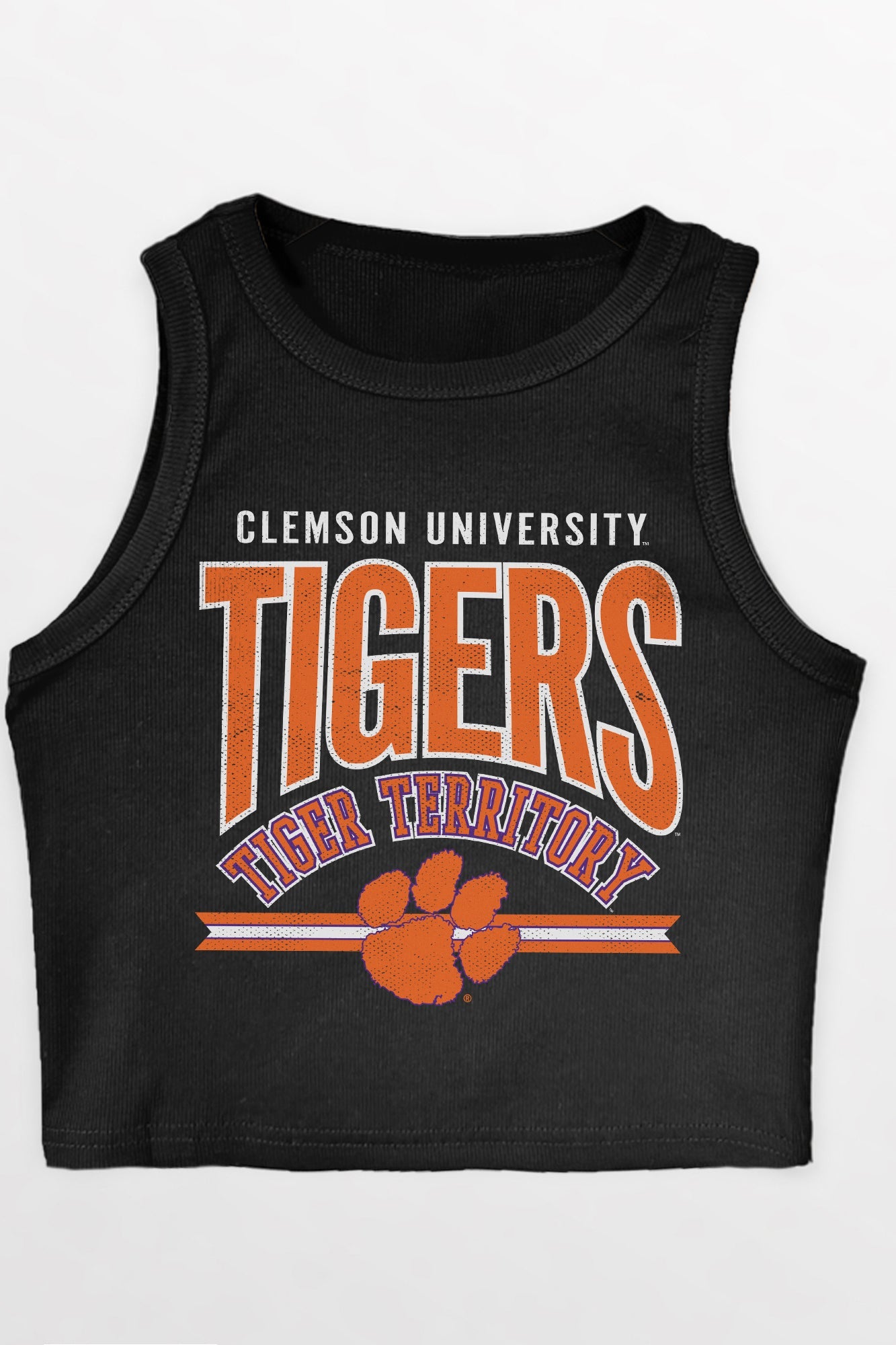 CLEMSON TIGERS MIC DROP ESSENTIAL RIBBED CROP TANK