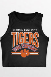 CLEMSON TIGERS MIC DROP ESSENTIAL RIBBED CROP TANK