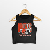 CLEVELAND BROWNS PURE VICTORY ESSENTIAL RIBBED CROP TANK