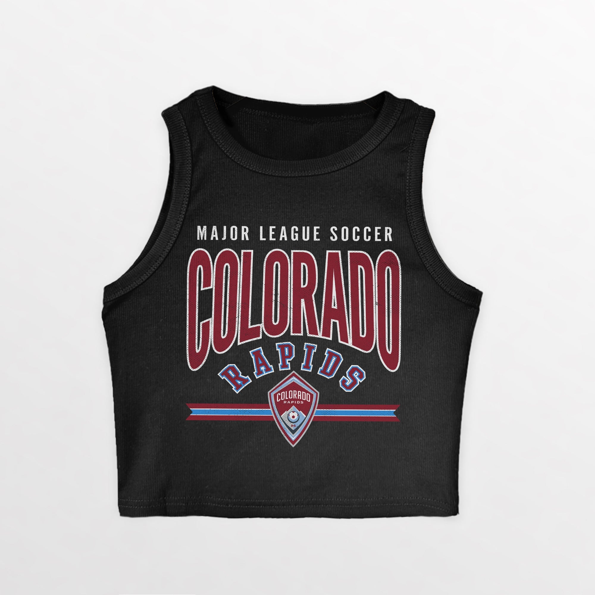 COLORADO RAPIDS MIC DROP ESSENTIAL RIBBED CROP TANK