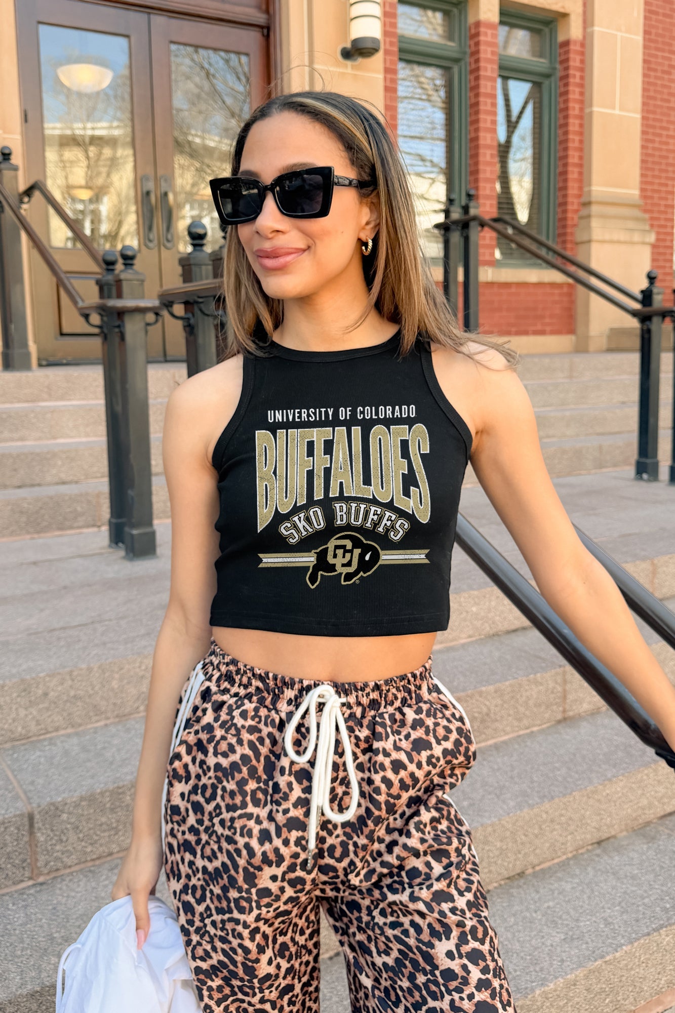 COLORADO BUFFALOES MIC DROP ESSENTIAL RIBBED CROP TANK