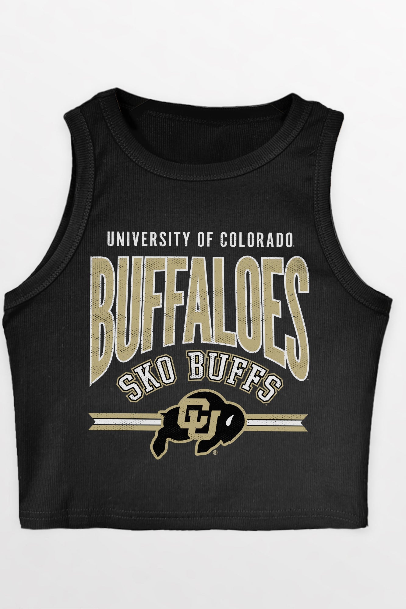 COLORADO BUFFALOES MIC DROP ESSENTIAL RIBBED CROP TANK