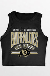 COLORADO BUFFALOES MIC DROP ESSENTIAL RIBBED CROP TANK