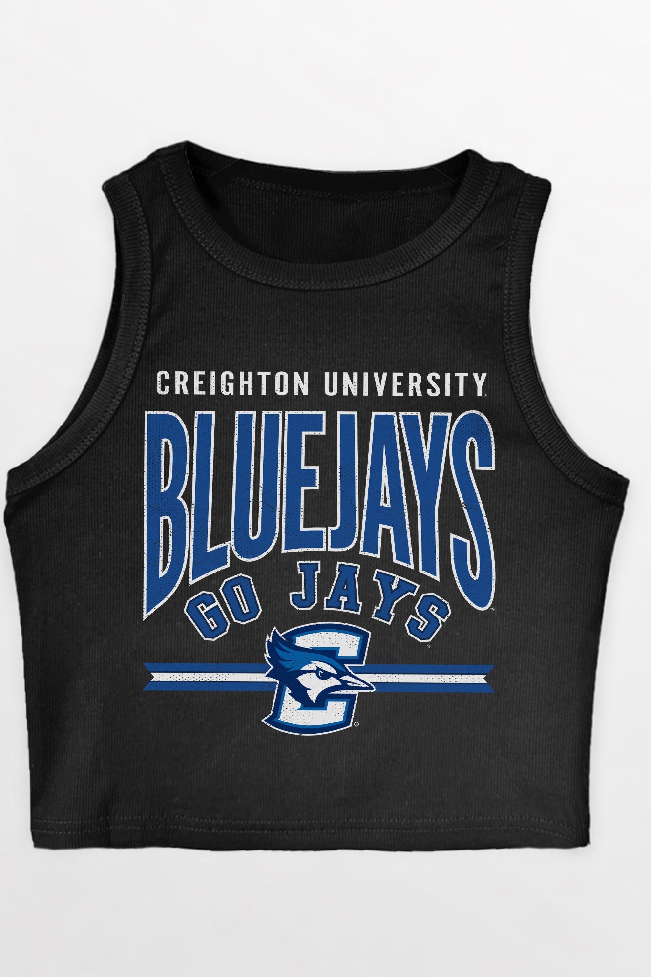 CREIGHTON BLUEJAYS MIC DROP ESSENTIAL RIBBED CROP TANK