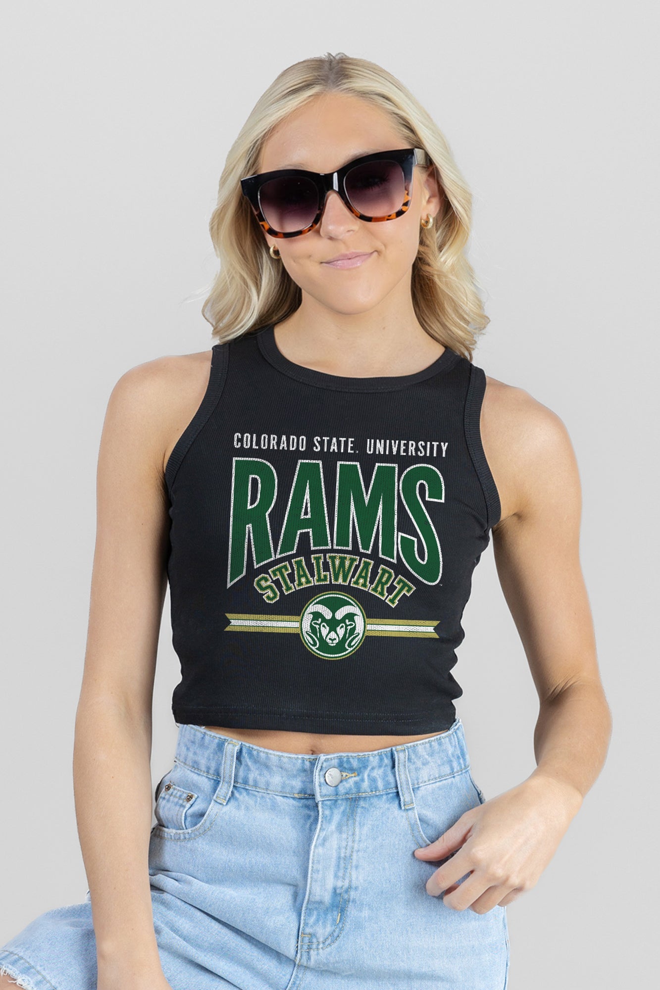 COLORADO STATE RAMS MIC DROP ESSENTIAL RIBBED CROP TANK