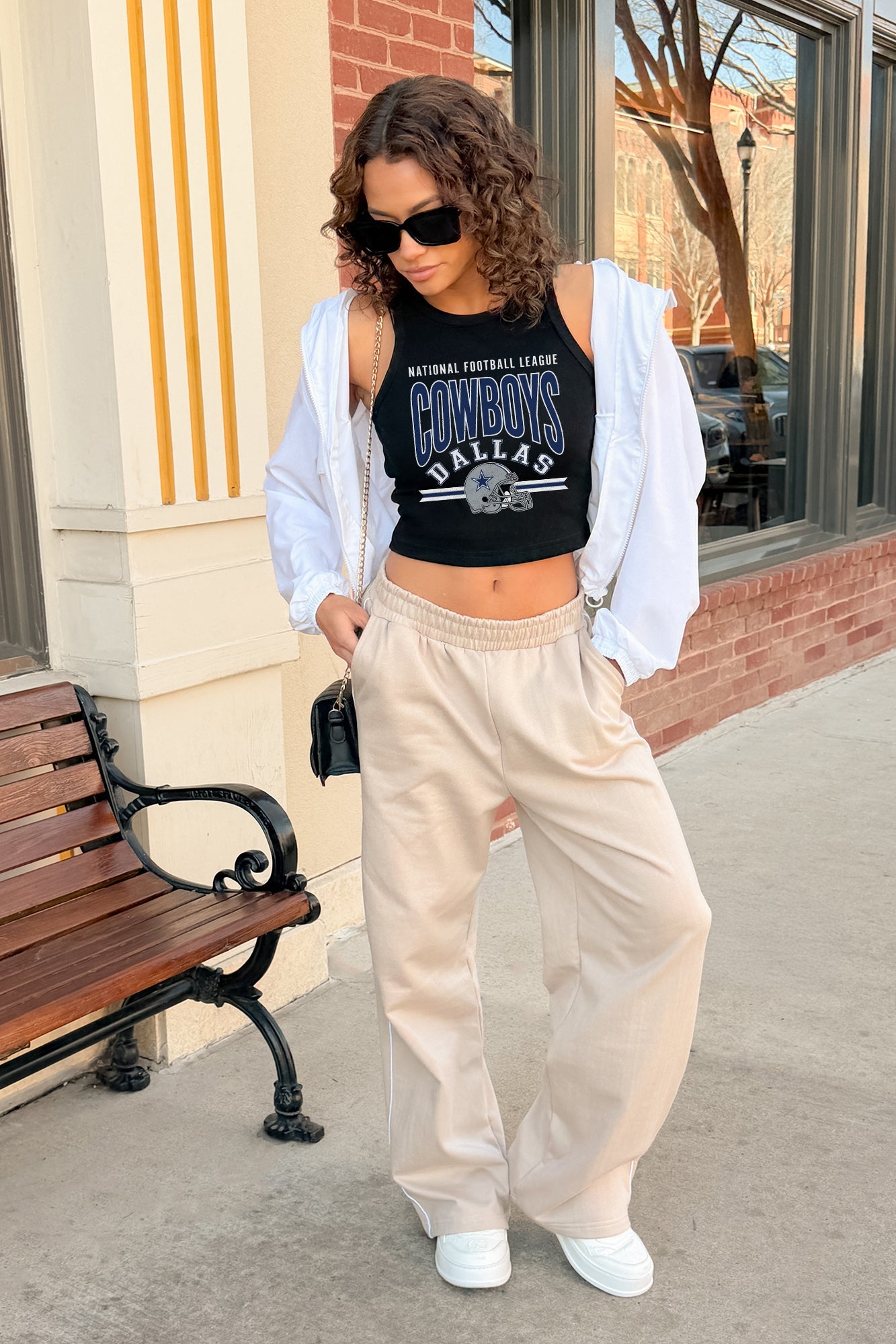 DALLAS COWBOYS MIC DROP ESSENTIAL RIBBED CROP TANK