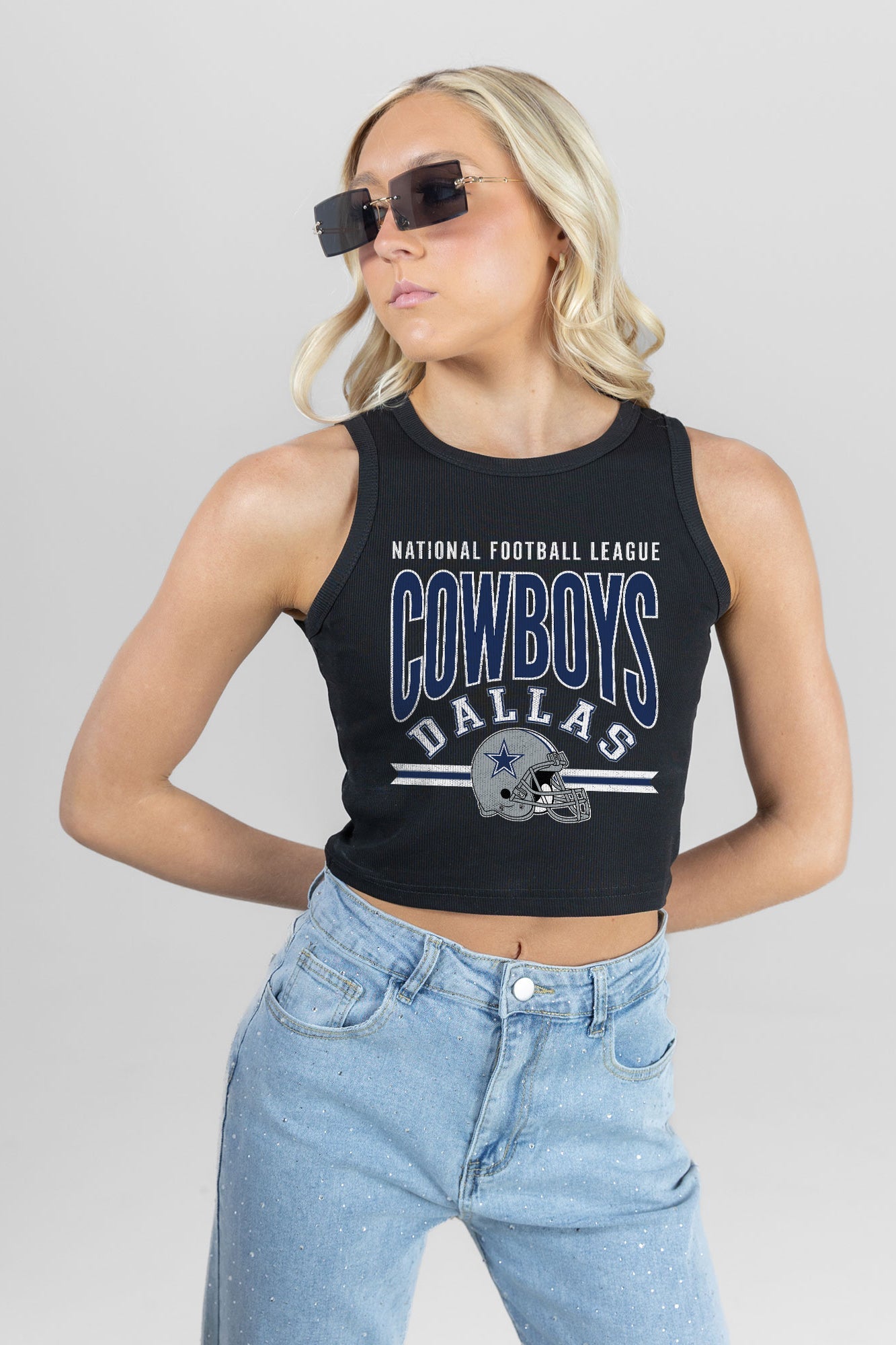 DALLAS COWBOYS MIC DROP ESSENTIAL RIBBED CROP TANK