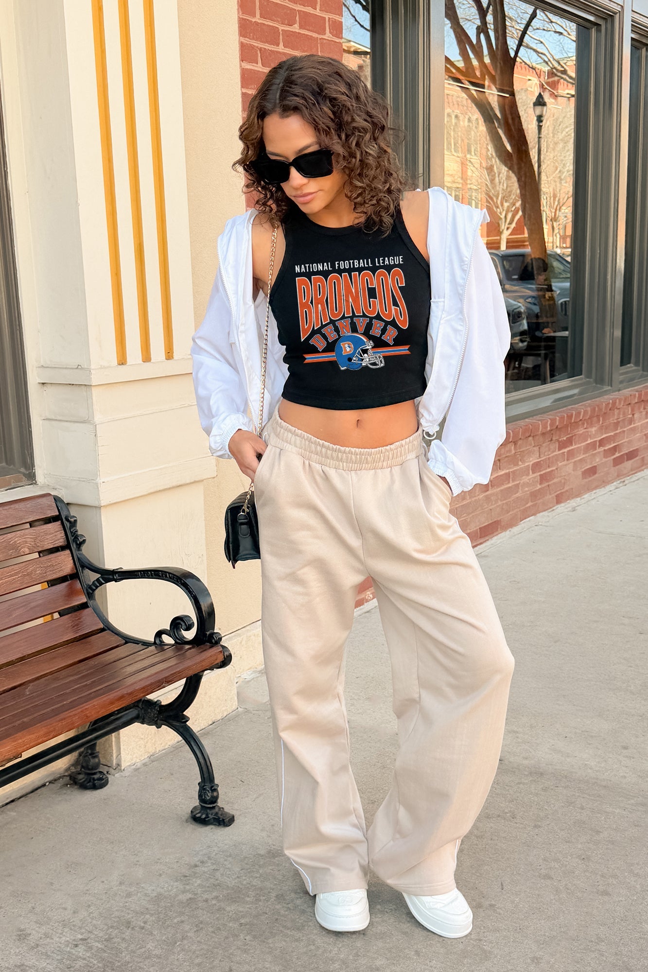 DENVER BRONCOS MIC DROP ESSENTIAL RIBBED CROP TANK