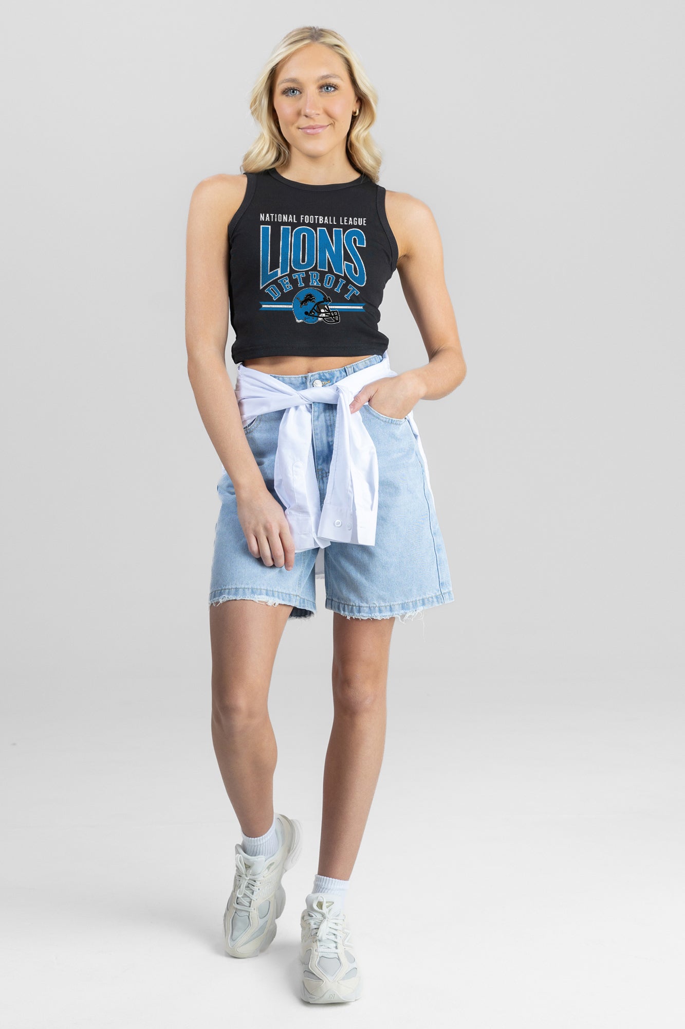 DETROIT LIONS MIC DROP ESSENTIAL RIBBED CROP TANK