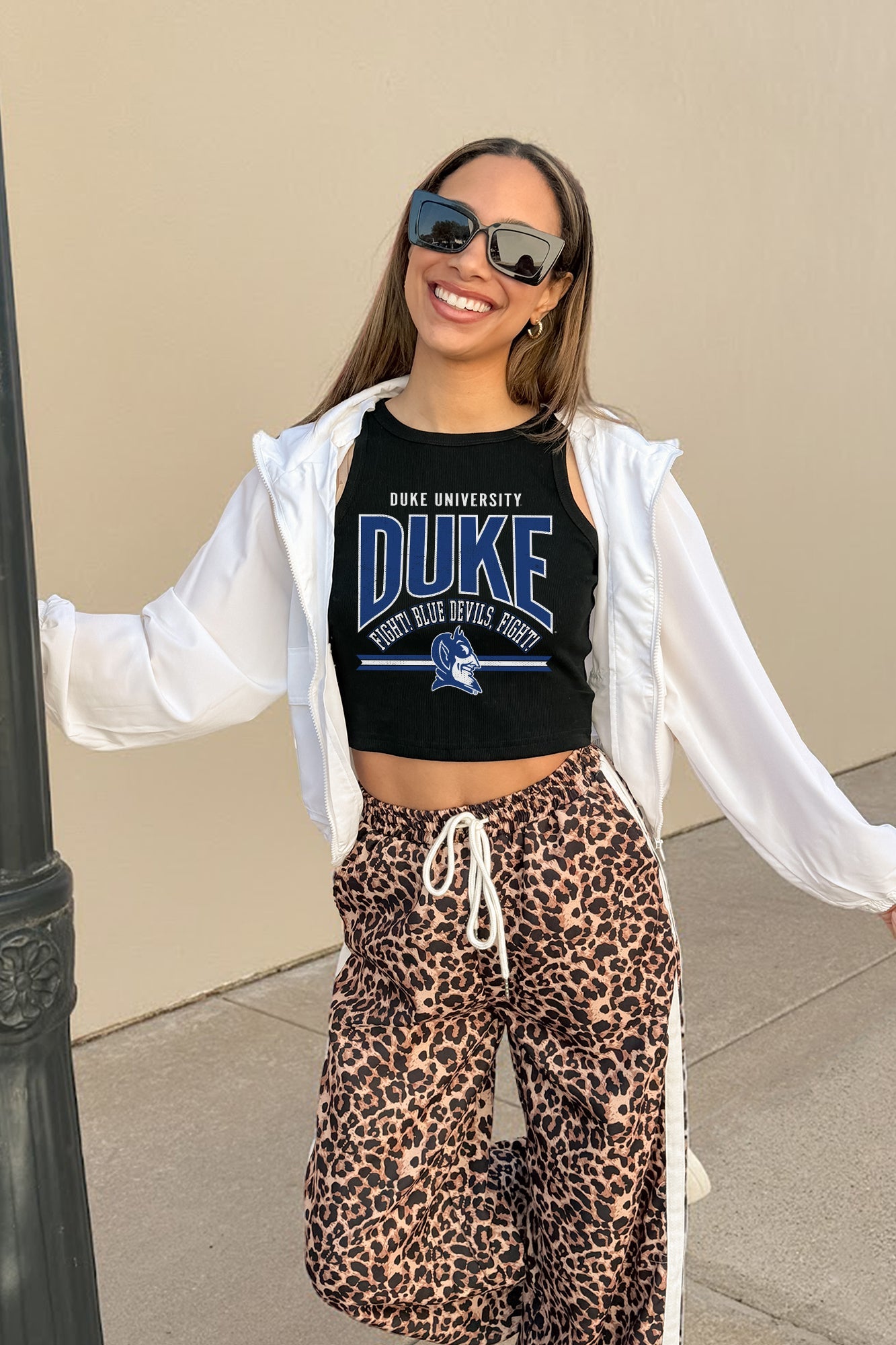 DUKE BLUE DEVILS MIC DROP ESSENTIAL RIBBED CROP TANK