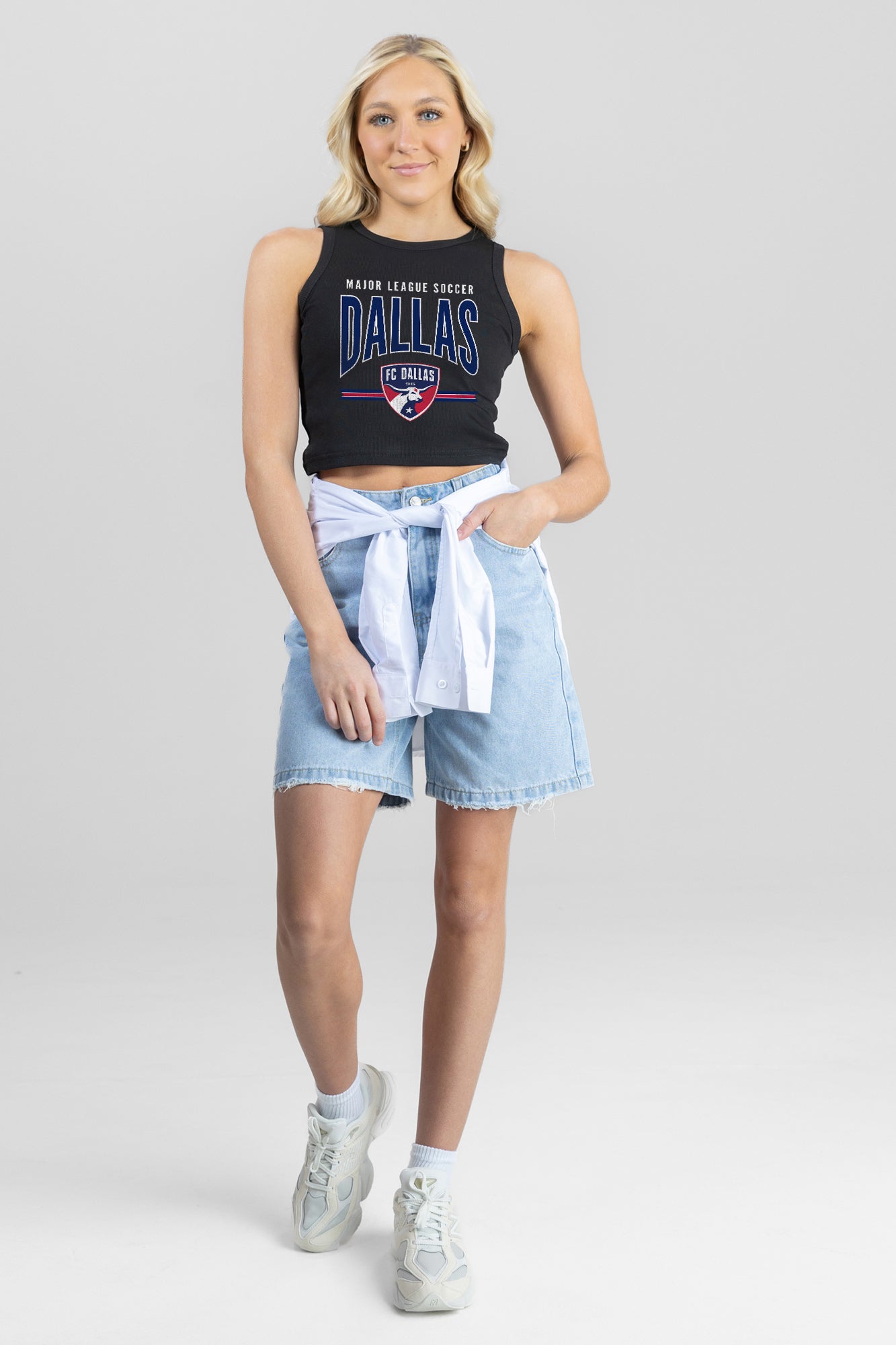 FC DALLAS MIC DROP ESSENTIAL RIBBED CROP TANK