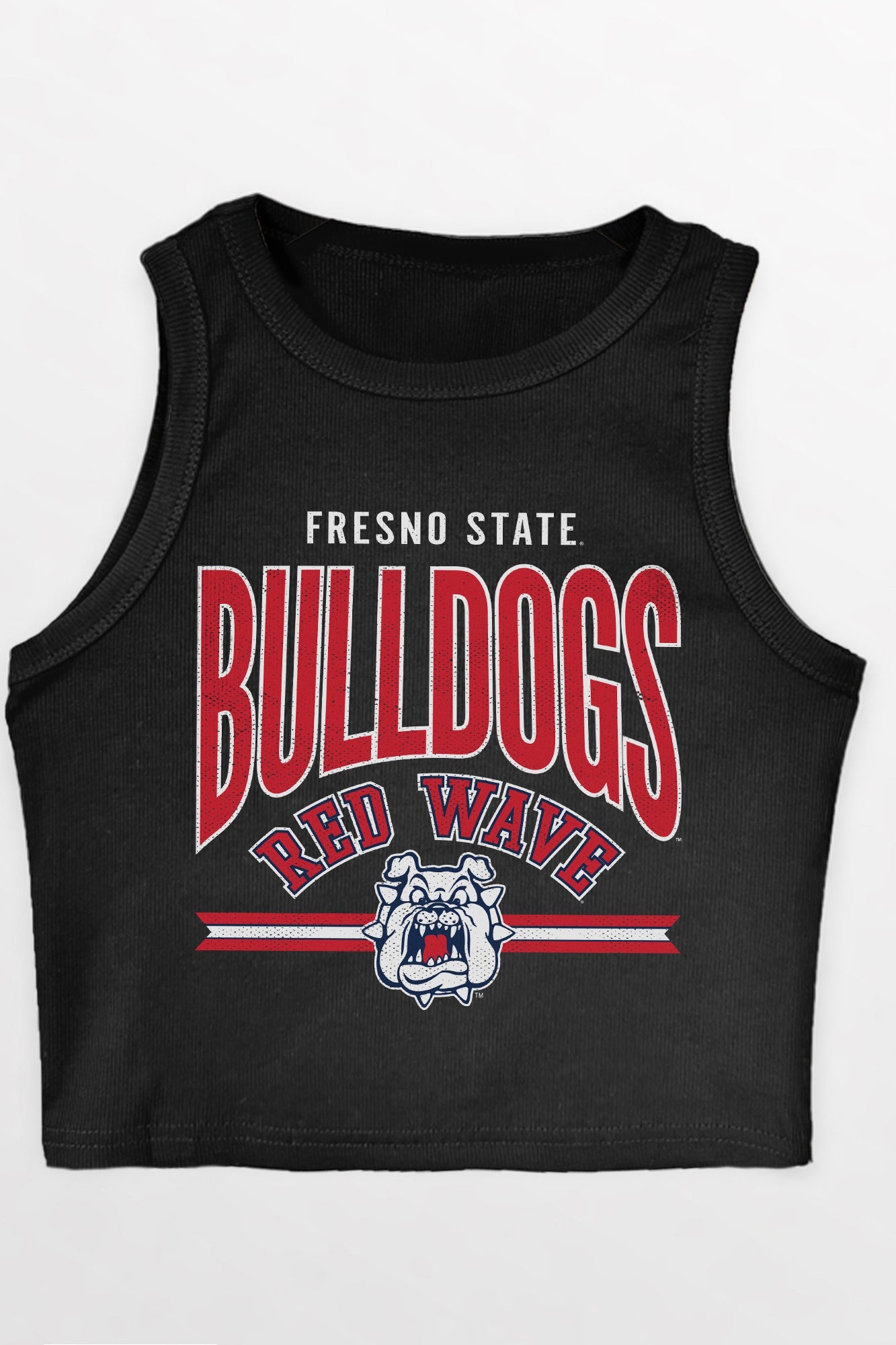 FRESNO STATE BULLDOGS MIC DROP ESSENTIAL RIBBED CROP TANK