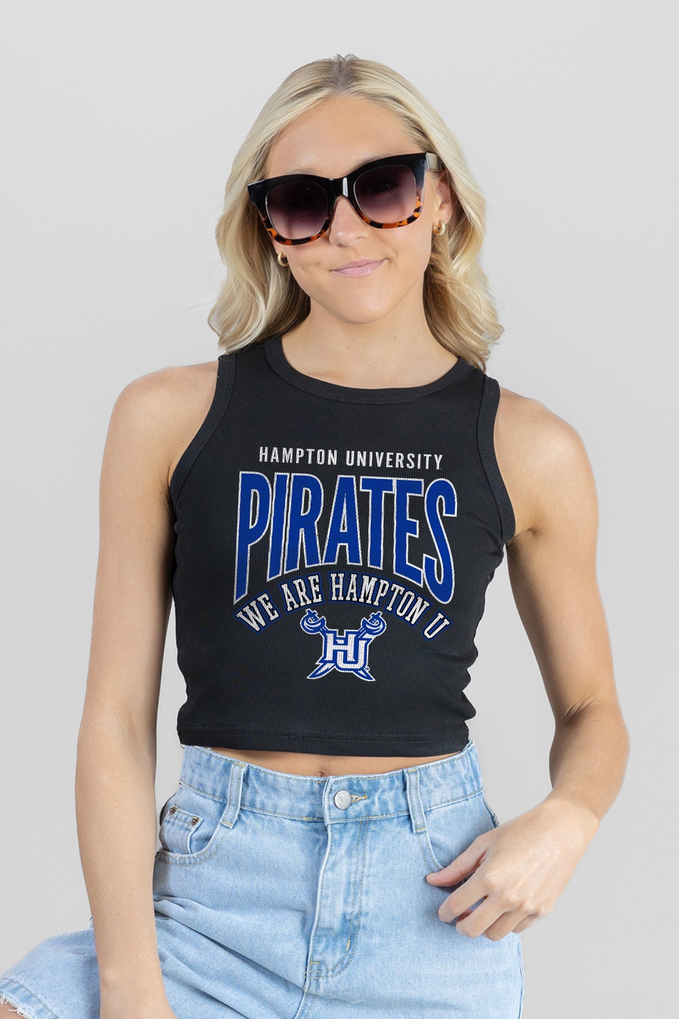 HAMPTON PIRATES MIC DROP ESSENTIAL RIBBED CROP TANK