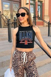 ILLINOIS FIGHTING ILLINI MIC DROP ESSENTIAL RIBBED CROP TANK