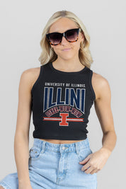 ILLINOIS FIGHTING ILLINI MIC DROP ESSENTIAL RIBBED CROP TANK