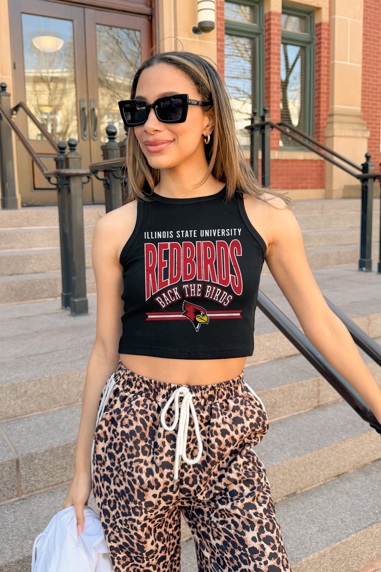 ILLINOIS STATE REDBIRDS MIC DROP ESSENTIAL RIBBED CROP TANK