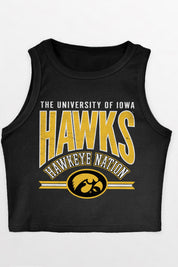 IOWA HAWKEYES MIC DROP ESSENTIAL RIBBED CROP TANK