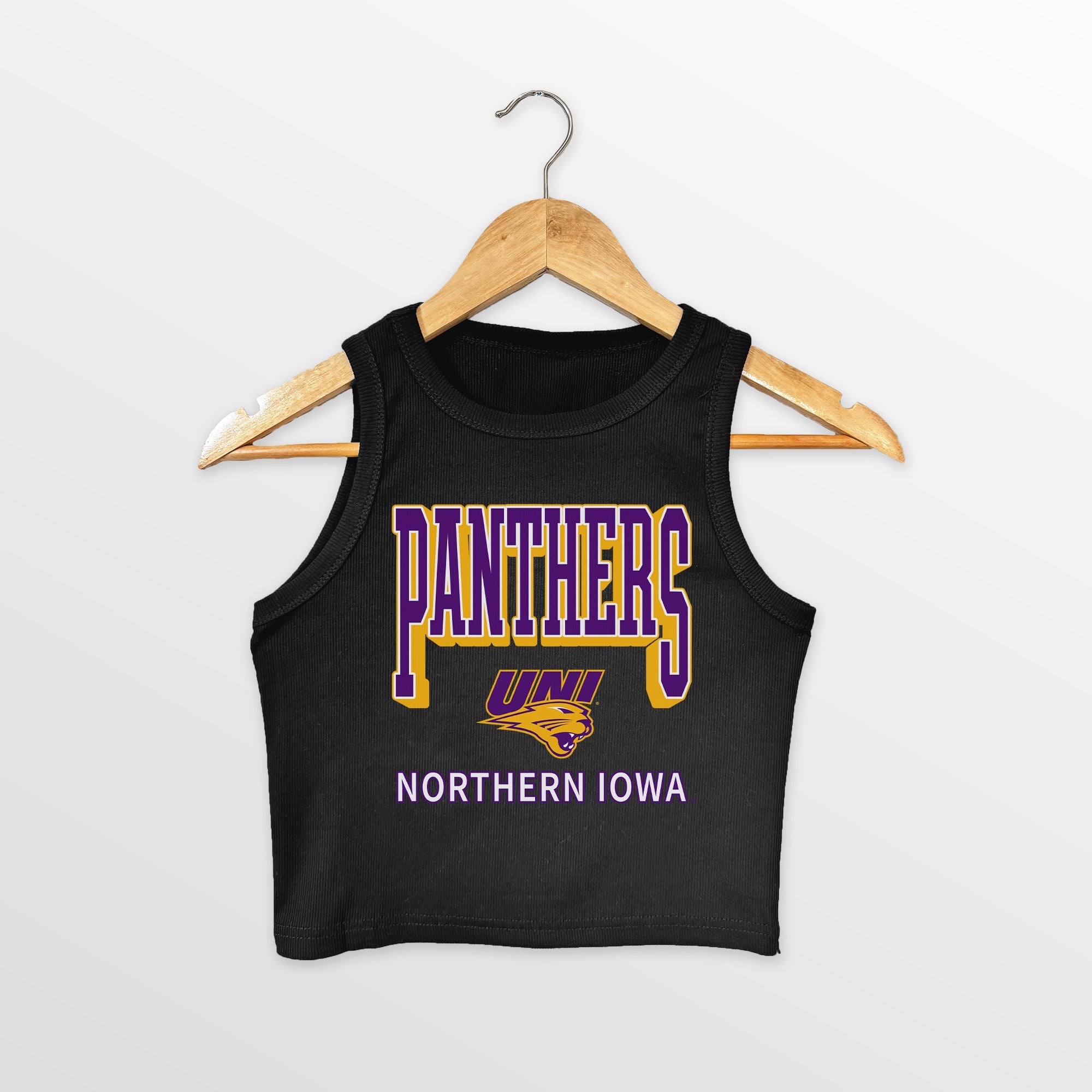 NORTHERN IOWA PANTHERS PURE VICTORY ESSENTIAL RIBBED CROP TANK