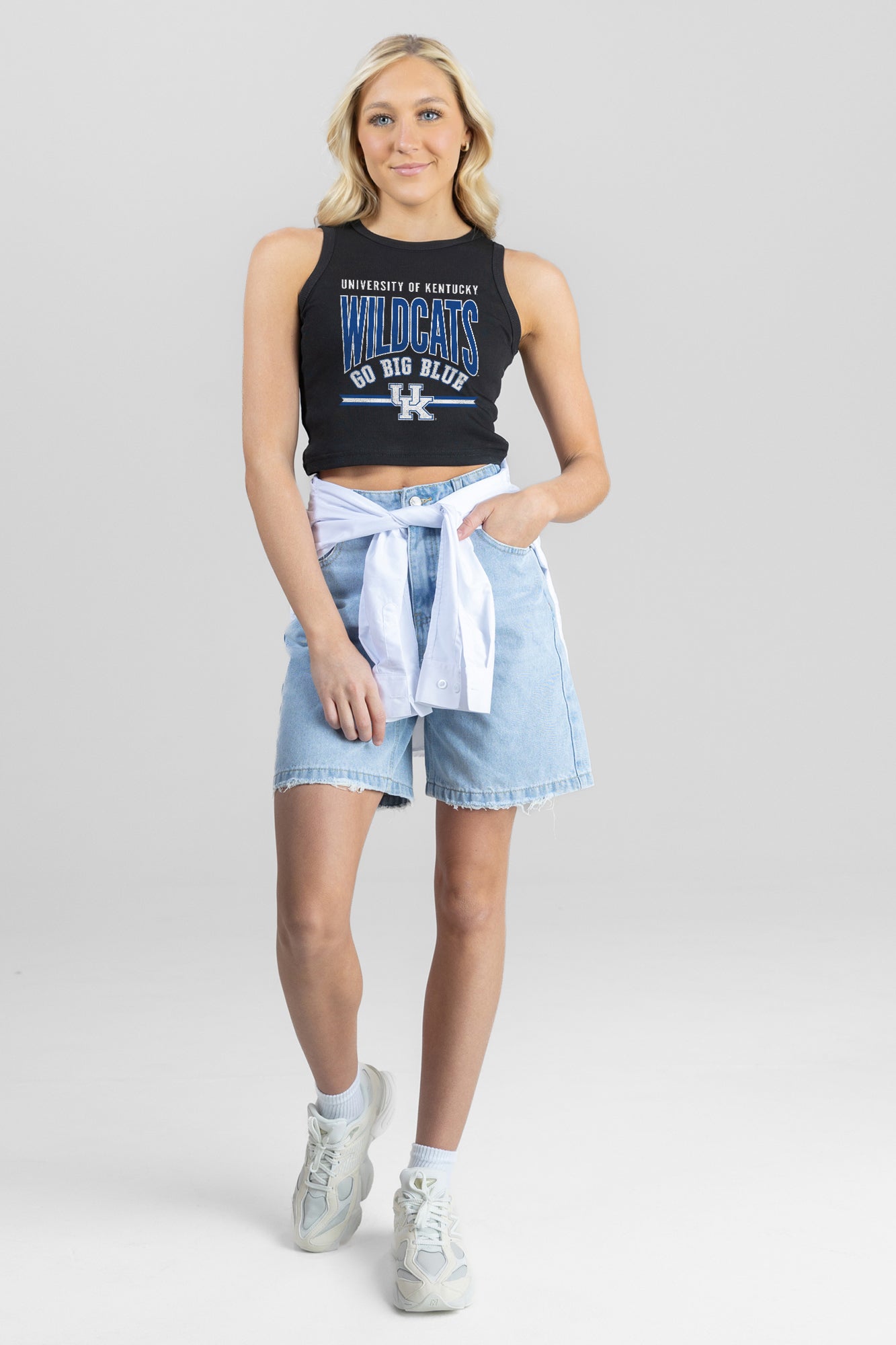 KENTUCKY WILDCATS MIC DROP ESSENTIAL RIBBED CROP TANK