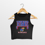 KANSAS JAYHAWKS PURE VICTORY ESSENTIAL RIBBED CROP TANK